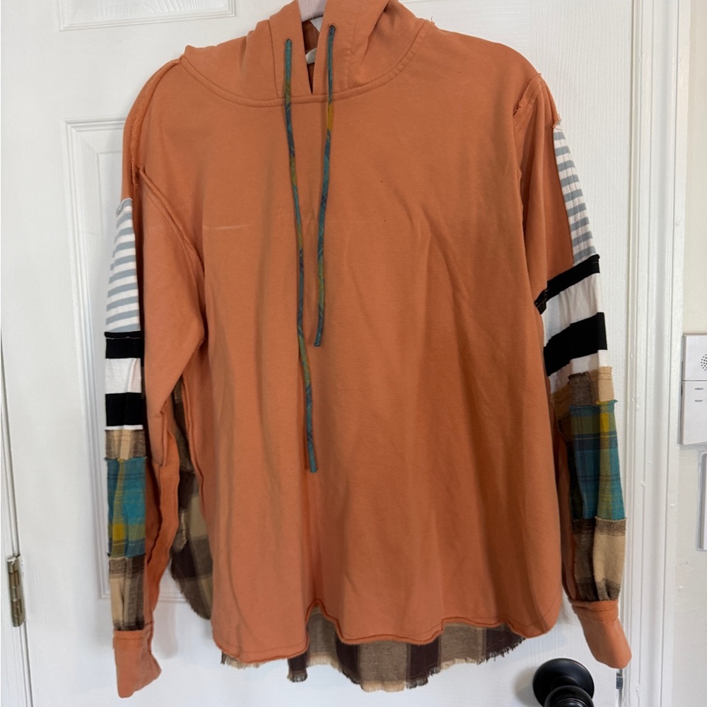 Three Bird Nest Rust Orange Hoodie with Teal Accent